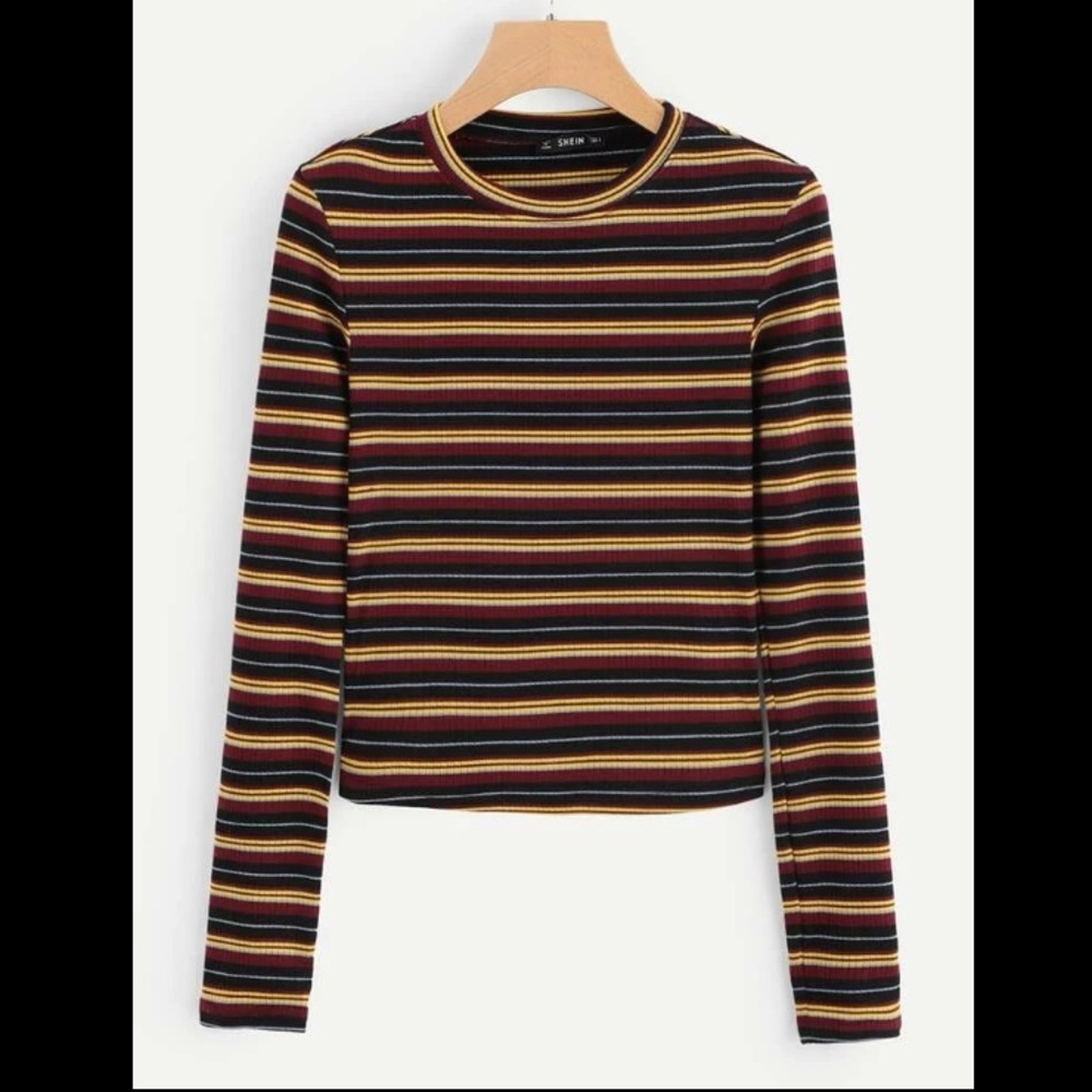 Multi-color Striped Ribbed Tee